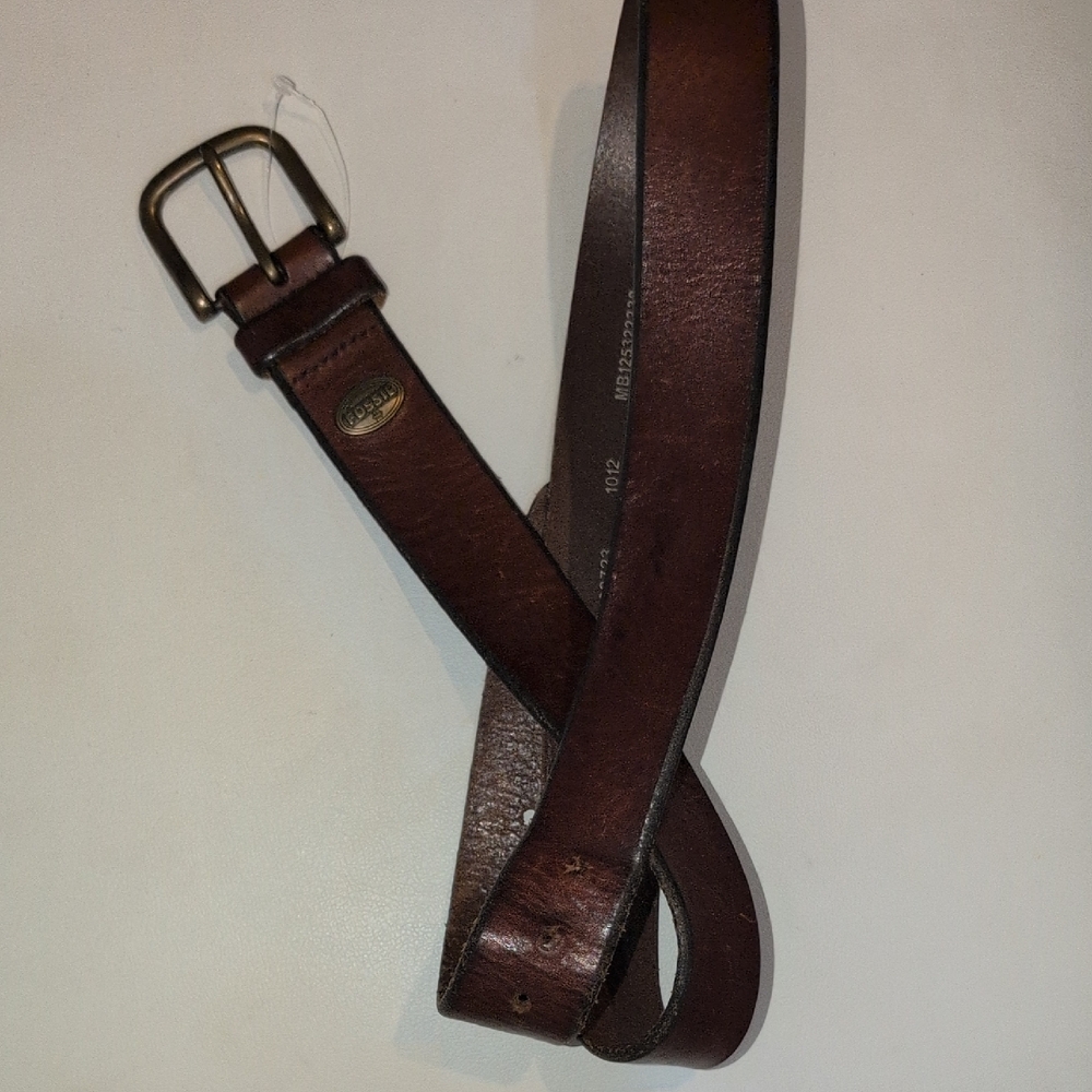 Fossil Dark Brown Leather Belt Size 38